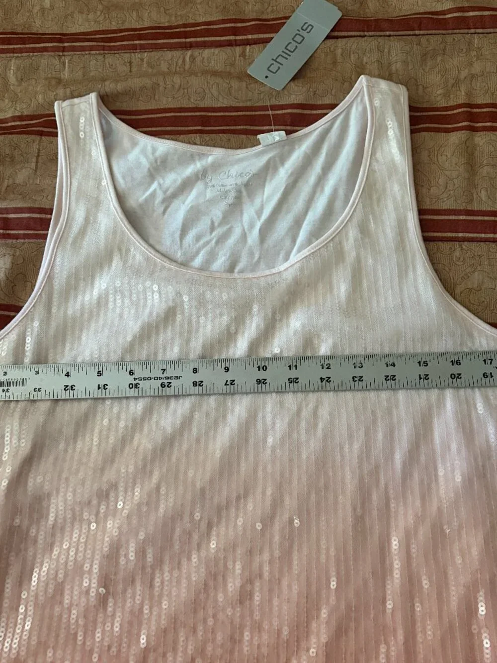 Chico's Ombre Pink Sequin Tank Top Size 2 Medium NWT - Picture 9 of 9